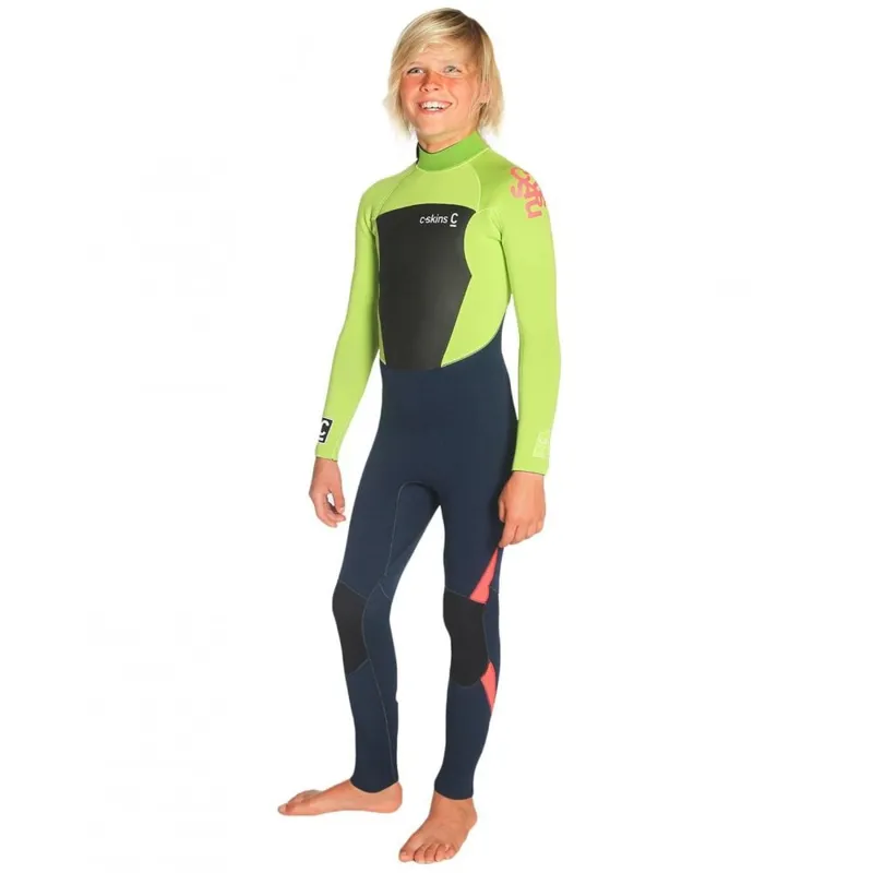 C-Skins Legend 4:3 Junior GBS Back Zip Full Wetsuit Blue/Lime